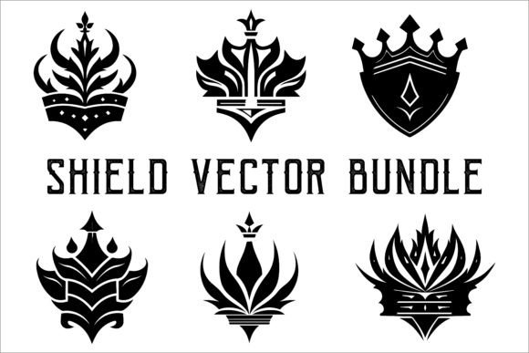 Download Silhouette of Shield Vector Set Bundle - Silhouette Collection
