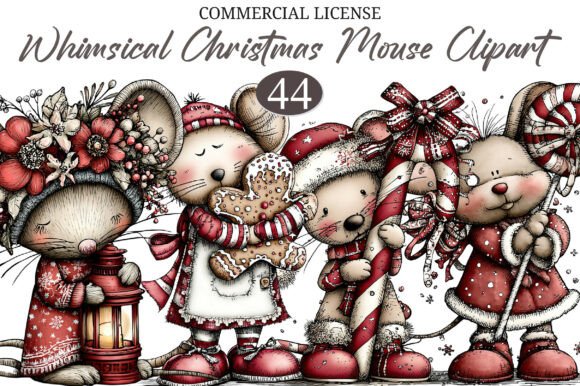Download Whimsical Christmas Mouse Clipart - Mouse Collection