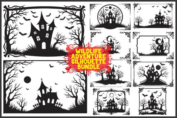 Download Halloween Silhouette Pack with Bats &amp; Tr - Silhouette Collection