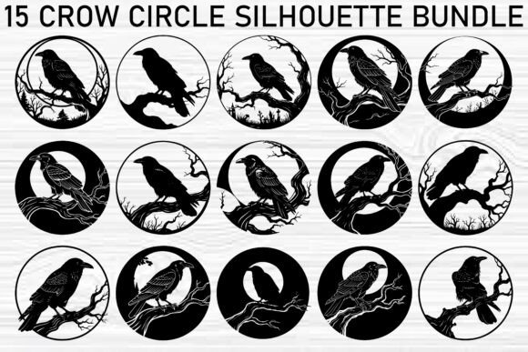 Download Crow Circle Silhouette Bundle - Silhouette Collection