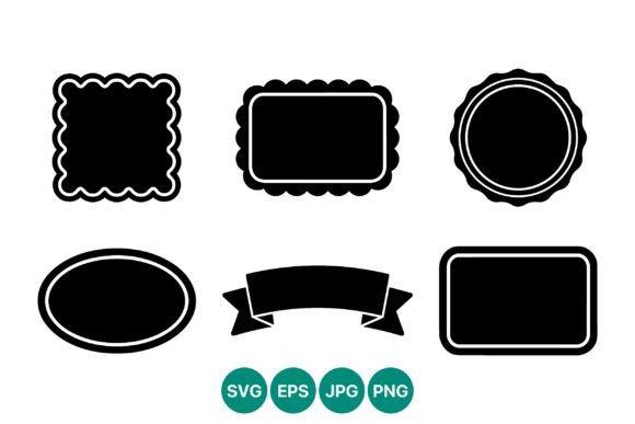 Download Black Silhouette Label Shapes and Ribbon - Silhouette Collection