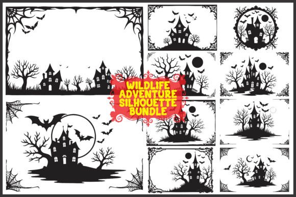 Download Halloween Silhouette Pack with Bats &amp; Tr - Silhouette Collection