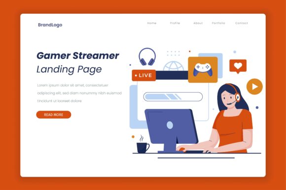 Download Flat Design of Game Streamer Girl - Streamer Collection