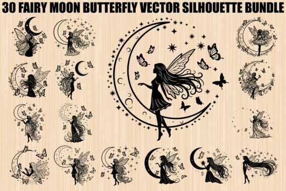 Download Fairy Moon Butterfly Silhouette Bundle - Silhouette Collection